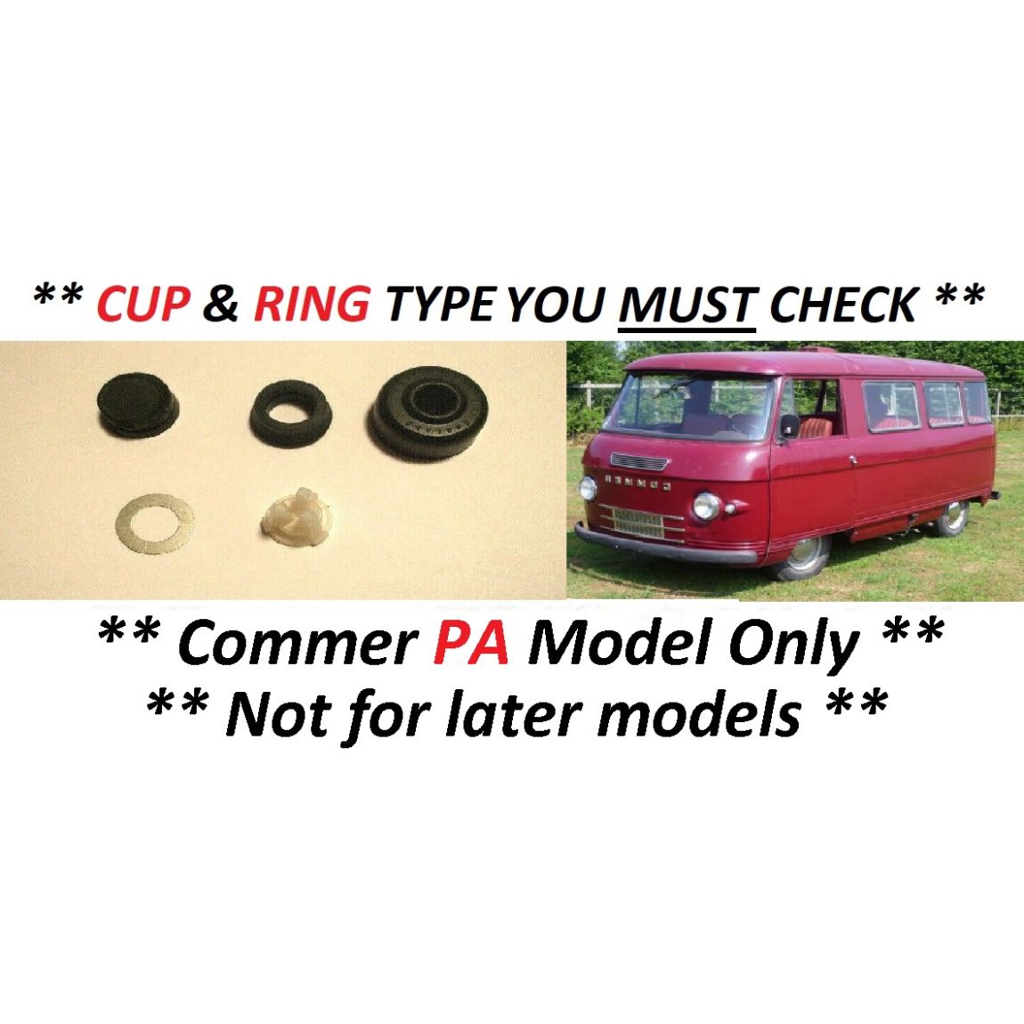 BRAKE MASTER CYLINDER REPAIR SEALS KIT (Commer FC PA Van) (1500 & 1600) (**1960- 67 Only**) 